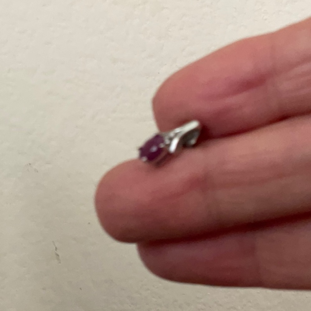 NEW  Sterling Silver   & RUBY  hanging  studs - Picture 2 of 3